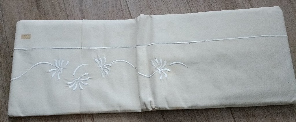 Origineel vintage NIEUW 2 geborduurd laken set 200x275 (AO2), Overige typen, Katoen, Ophalen of Verzenden, Nieuw
