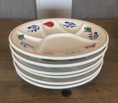 Fondue / Gourmetborden Boerenbont van Boch (6 stuks), Nieuw, Ophalen of Verzenden, Bord(en), Aardewerk