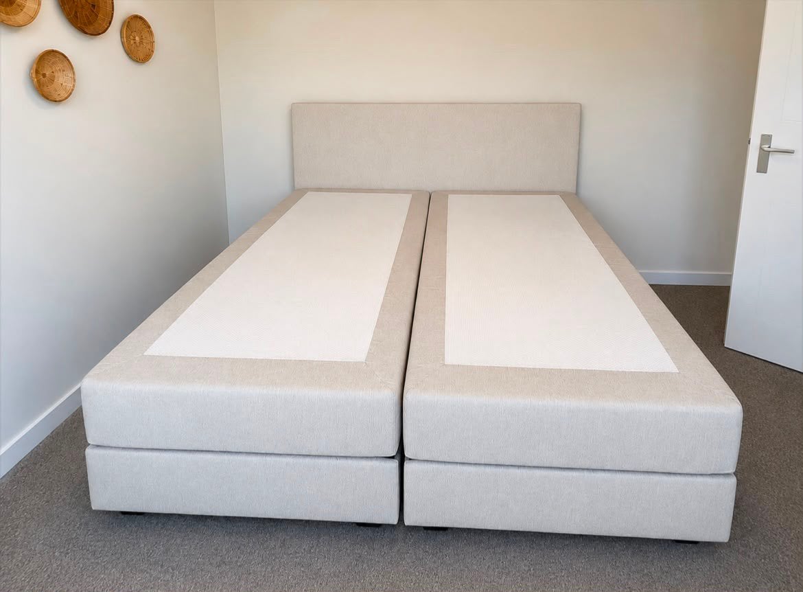 Boxspring Hotel Beige 160x200 met opbergruimte, Huis en Inrichting, Slaapkamer | Boxsprings, Ophalen, Beige, Tweepersoons, Zo goed als nieuw