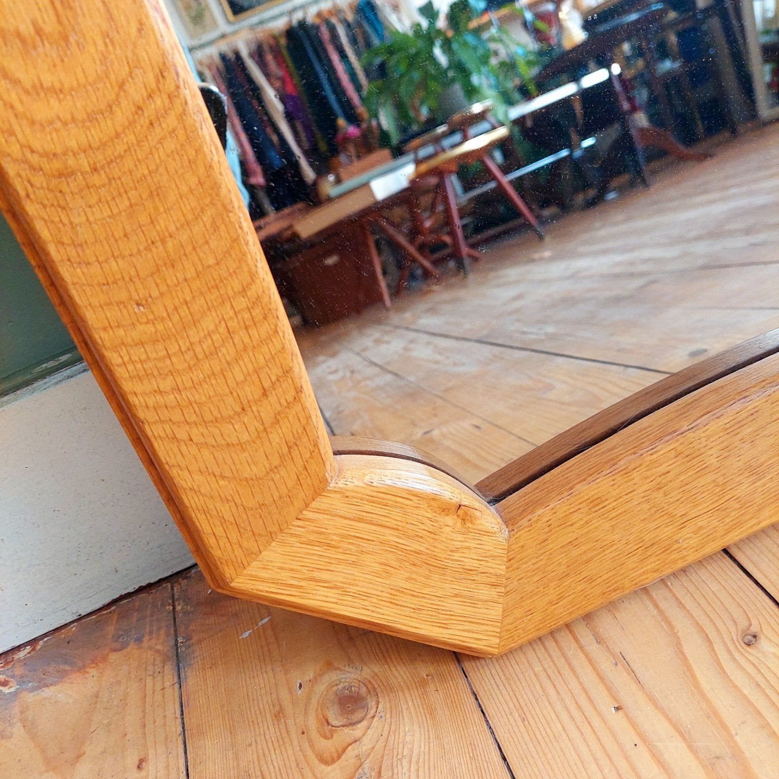 Lucky Vintage houten golvende spiegel, Huis en Inrichting, Ophalen, Minder dan 50 cm, Gebruikt, .