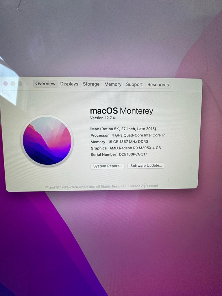 iMac (Retina 5K, 27-inch, Late 2015) - Scherm defect, Computers en Software, Apple Desktops, Ophalen, SSD, IMac, Niet werkend