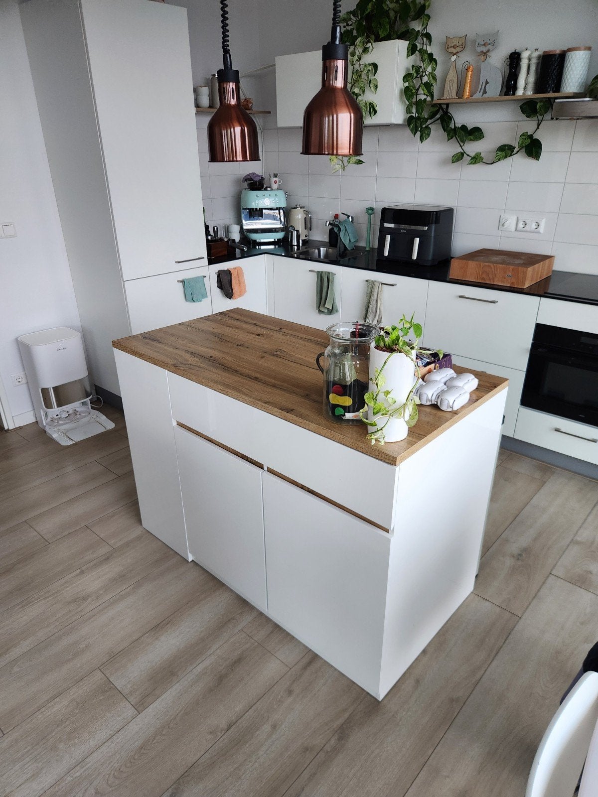 Keukeneiland met bar, lade en planken - Houtprint, Ophalen, Gebruikt, Hout
