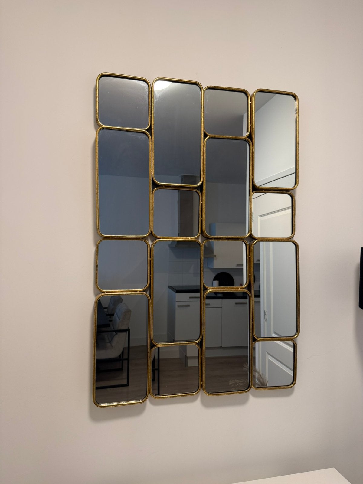 Richmond Interiors Spiegel Briche, goud, Huis en Inrichting, Woonaccessoires | Spiegels, Ophalen, 100 tot 150 cm, Zo goed als nieuw