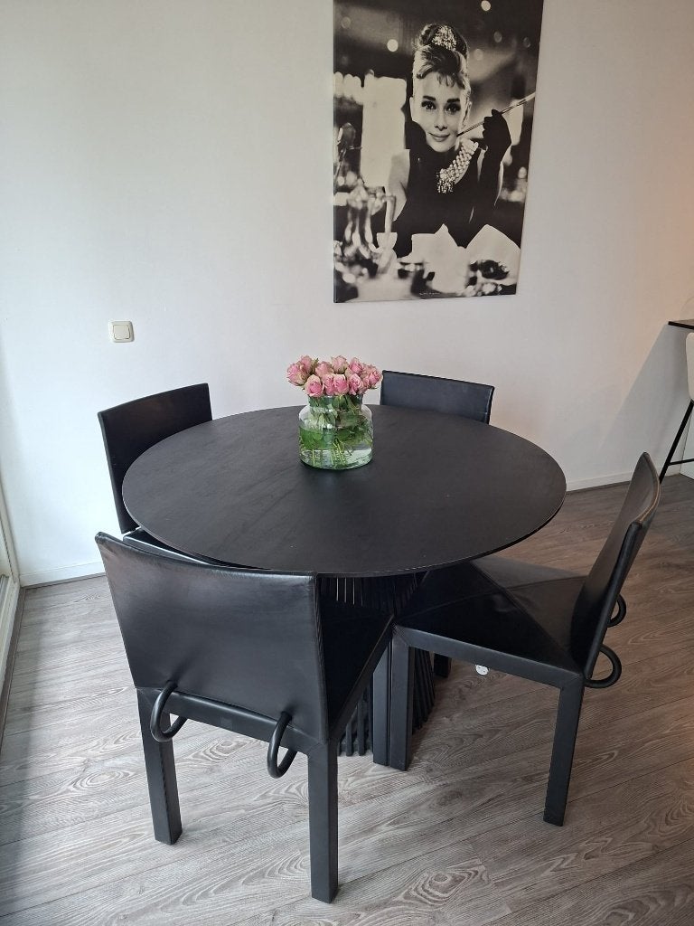 6x B&B Italia Arcadia stoelen Paolo Piva zwart leer Vintage, Huis en Inrichting, Stoelen, Ophalen, Gebruikt, Zwart, Vijf, Zes of meer stoelen