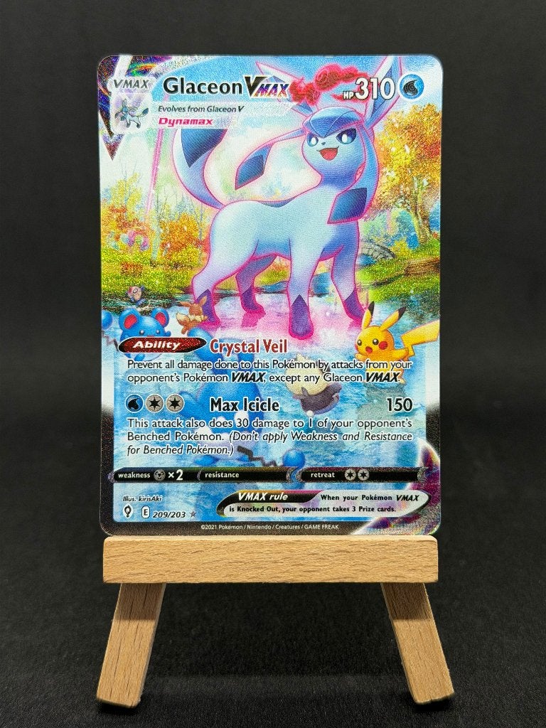 Pokémon TCG Glaceon VMAX EVS 209 | Secret Rare, Ophalen of Verzenden, Zo goed als nieuw, Losse kaart, Foil