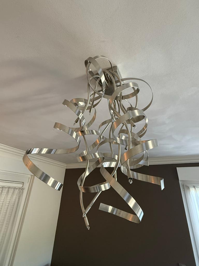 Dijkos / Ztahl RVS Design Hanglamp 10 Halogeen Lichtpunten, Huis en Inrichting, Lampen | Hanglampen, Ophalen, Zo goed als nieuw