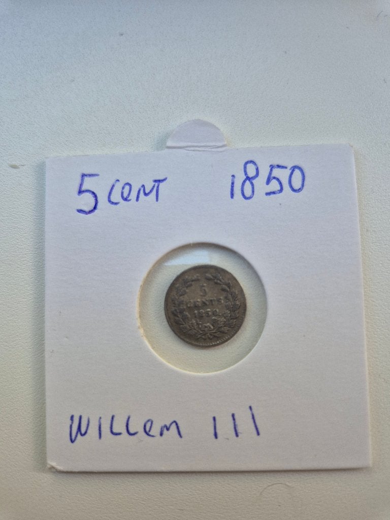 Munt 5 cent 1850 Willem 3, Koning Willem III, Zilver, Ophalen of Verzenden, Losse munt