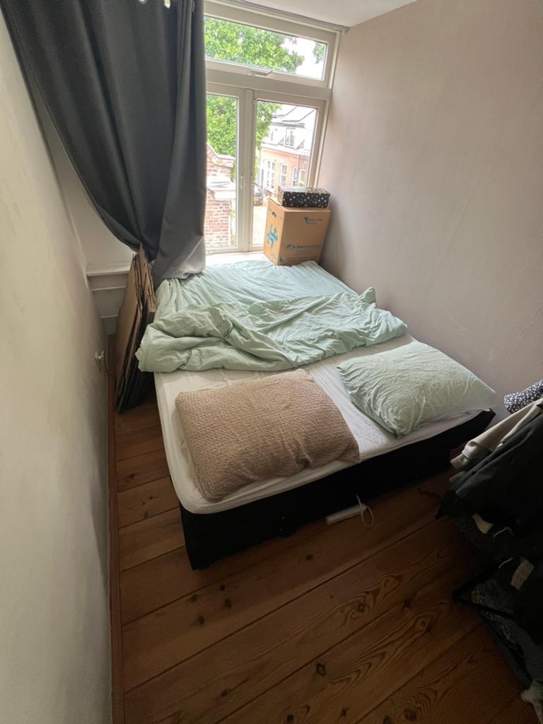 Zwarte boxspring 160x200cm, Ophalen, Gebruikt, Zwart, Tweepersoons