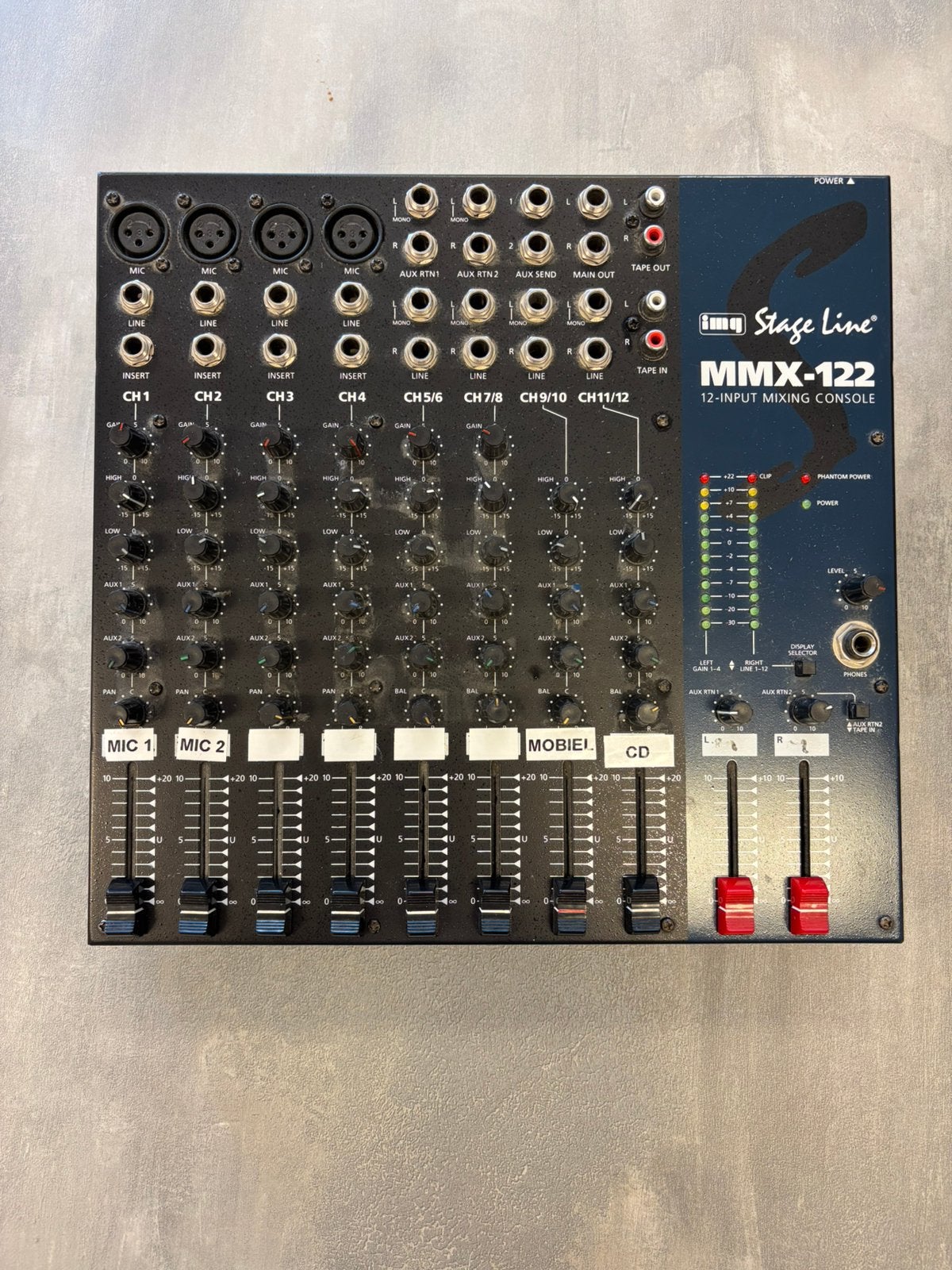 Stage Line MMX-122 Mengpaneel / Geluidstafel, Ophalen of Verzenden, Gebruikt, 10 tot 20 kanalen, Microfooningang