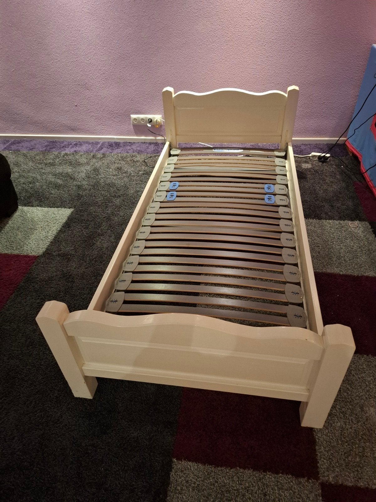 Wit kinderbed exclusief lattenbodem, Ophalen of Verzenden, Gebruikt, 180 cm of meer, 85 tot 100 cm