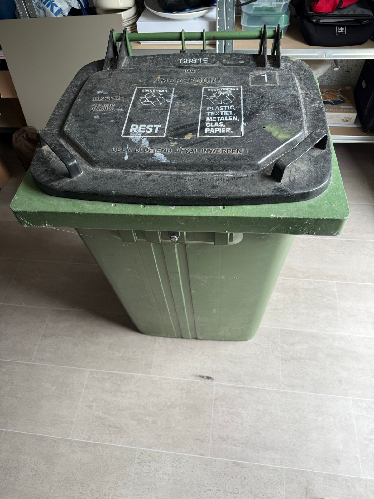 Extra brede afvalcontainer in goede staat, Ophalen of Verzenden, Gebruikt, Groen, Kunststof