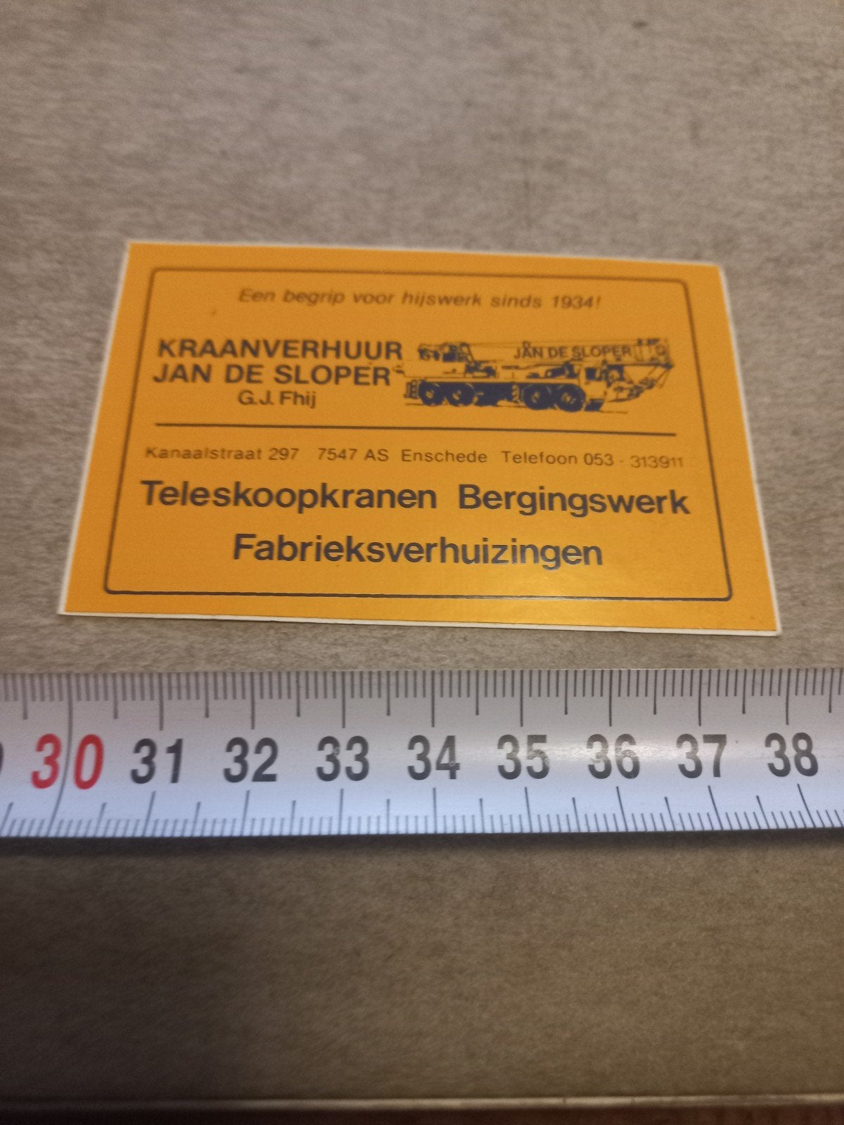 Kraanverhuur jan de sloper Enschede telescoop  en berging, Ophalen of Verzenden, Zo goed als nieuw