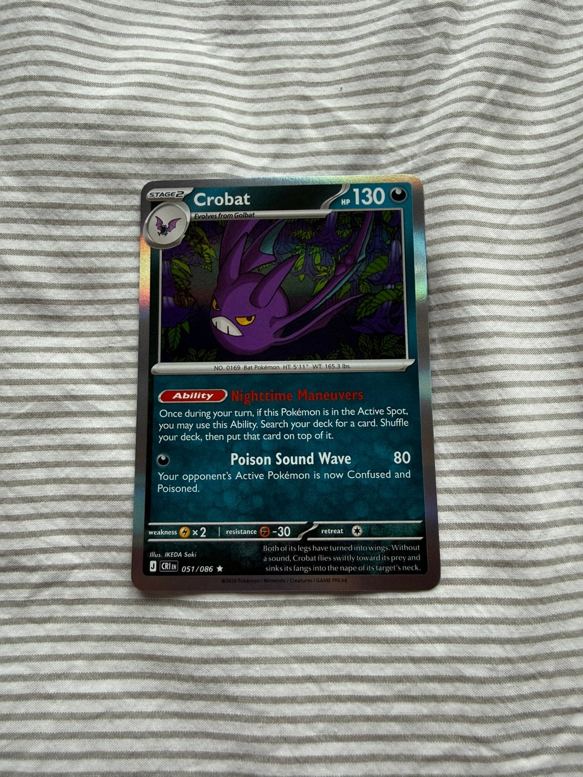 Crobat holo pokemon kaart, Ophalen of Verzenden, Zo goed als nieuw