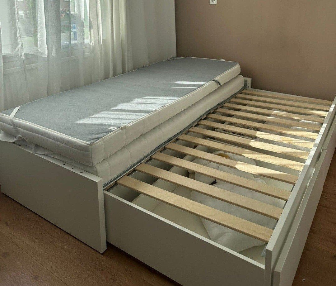 IKEA FLEKKE bedbank wit 80x200/160x200 met lades, Huis en Inrichting, Ophalen, Wit, Tweepersoons, Zo goed als nieuw