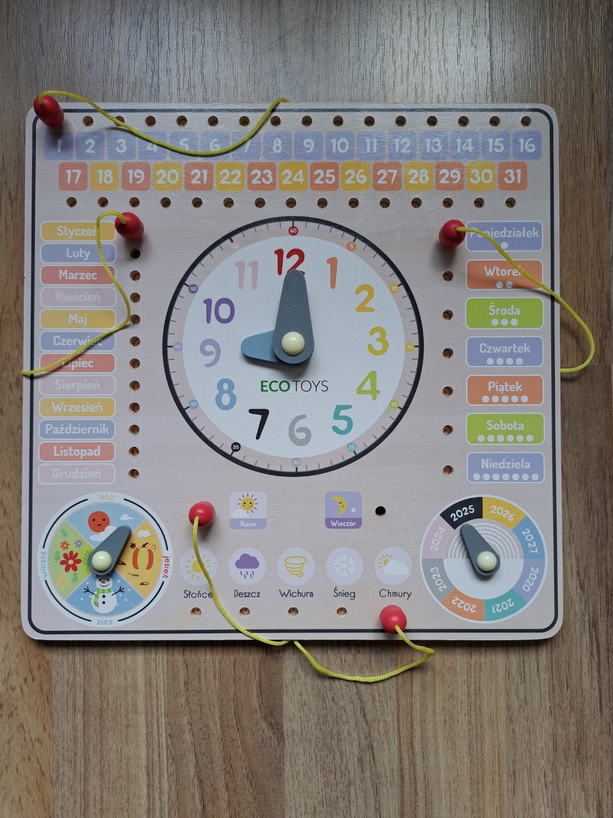 Ecotoys Zegar kalendarz drewniany polski, Ophalen of Verzenden, Zo goed als nieuw