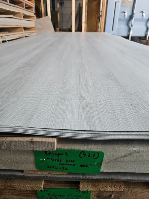 HPL Resopal 4165 WH Solano Oakfineer plaat 305x132cm ( 421 ), Ophalen, HPL, Gebruikt, Nb