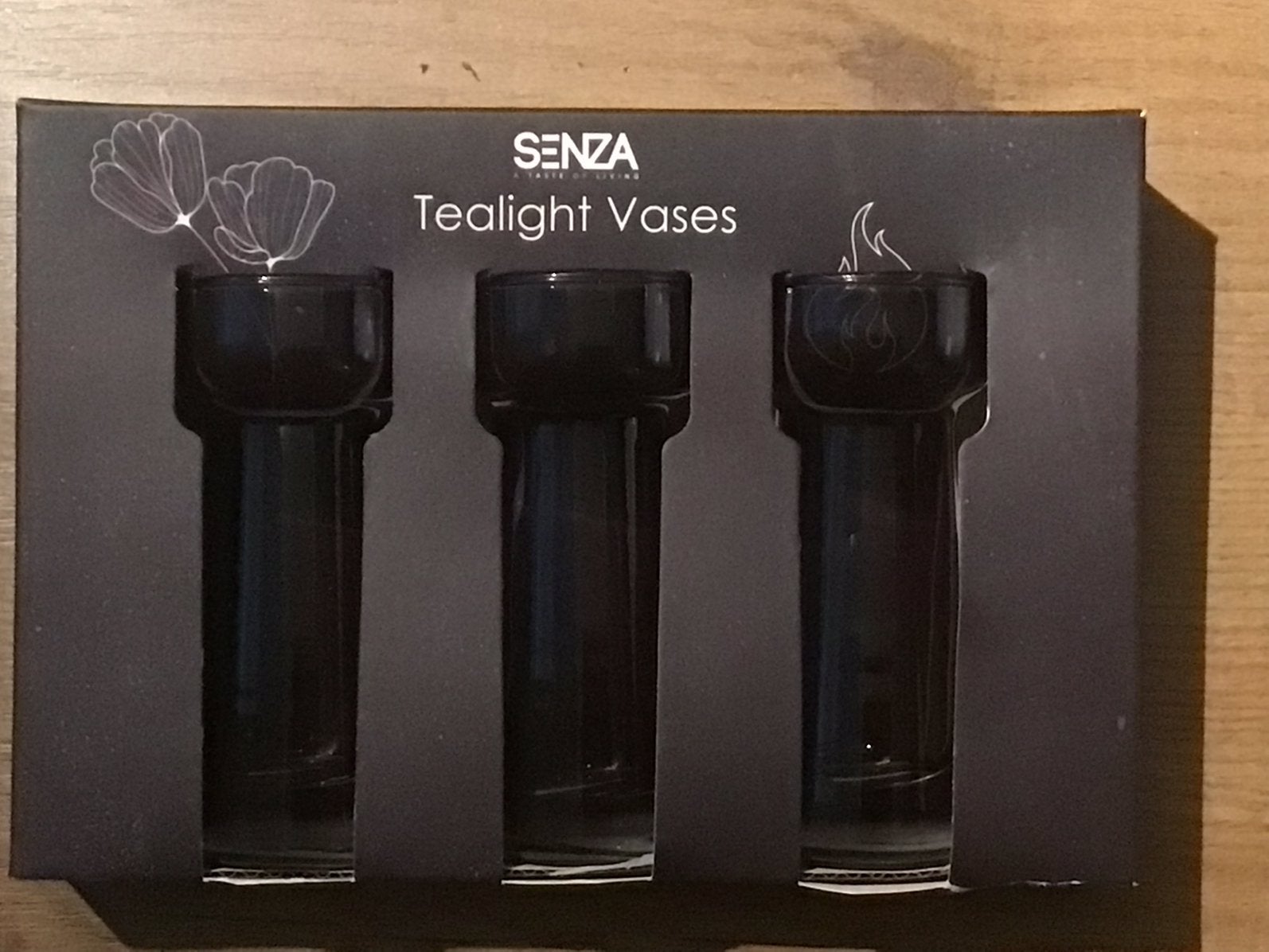 3 theelichtenhouders/vaasjes (nieuw/cadeautip), Overige materialen, Zwart, Nieuw, Ophalen of Verzenden