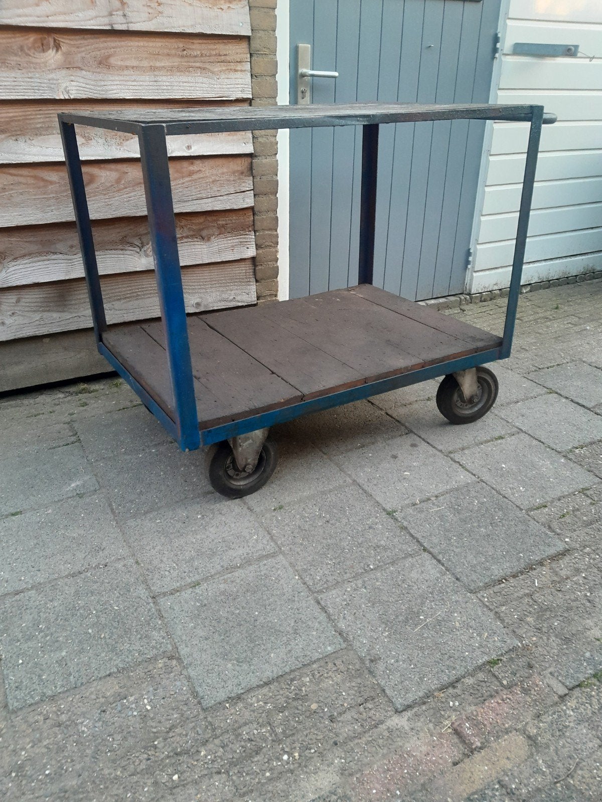 Robuuste transportkar met houten blad, Doe-het-zelf en Verbouw, Transportwagens, 100 liter of meer, Ophalen, Gebruikt, Transportkar