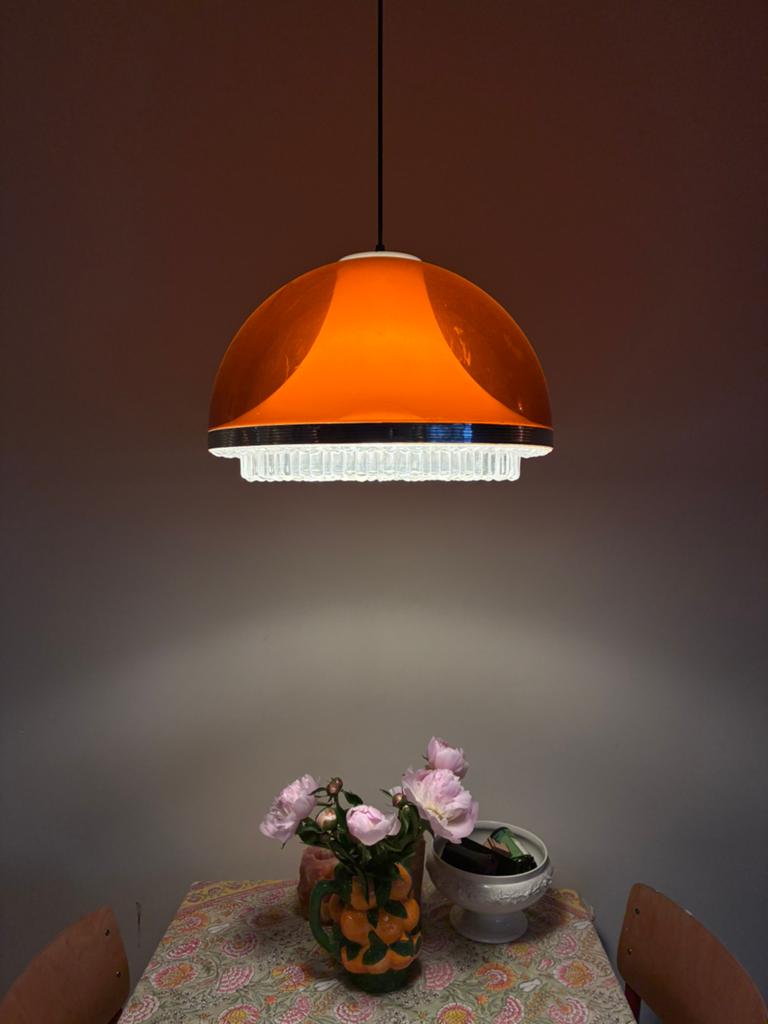 Space age plafond hanglamp, Ophalen of Verzenden, Kunststof, Space age midcentury, Minder dan 50 cm