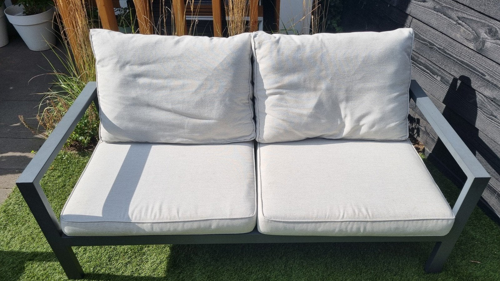 Tuinbank met kussens 168 cm, Gebruikt, Aluminium, Loungeset, Bank