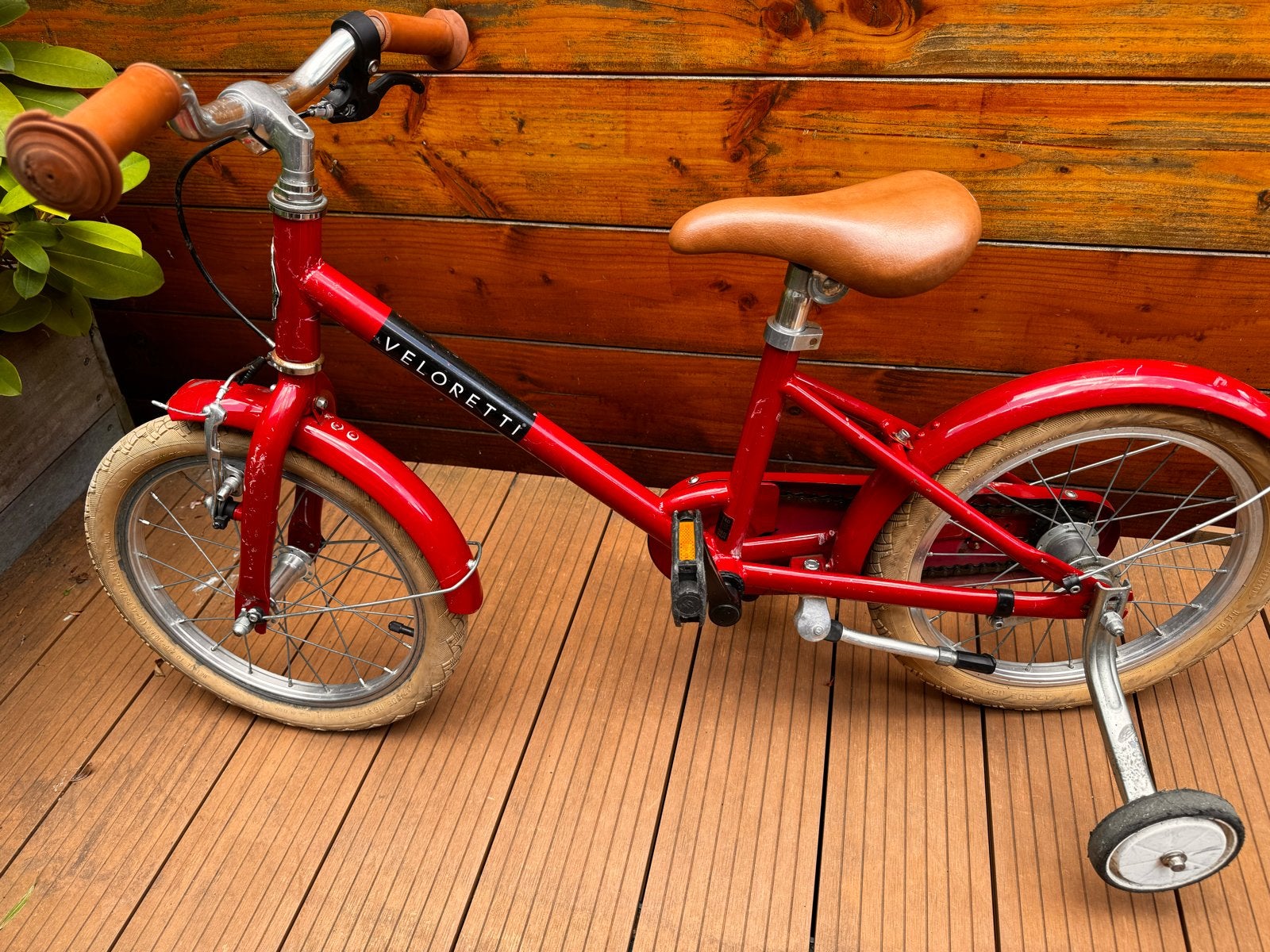 Veloretti Kinderfiets Rood met Zijwieltjes, Ophalen, Zijwieltjes, Velgrem, 16 tot 20 inch