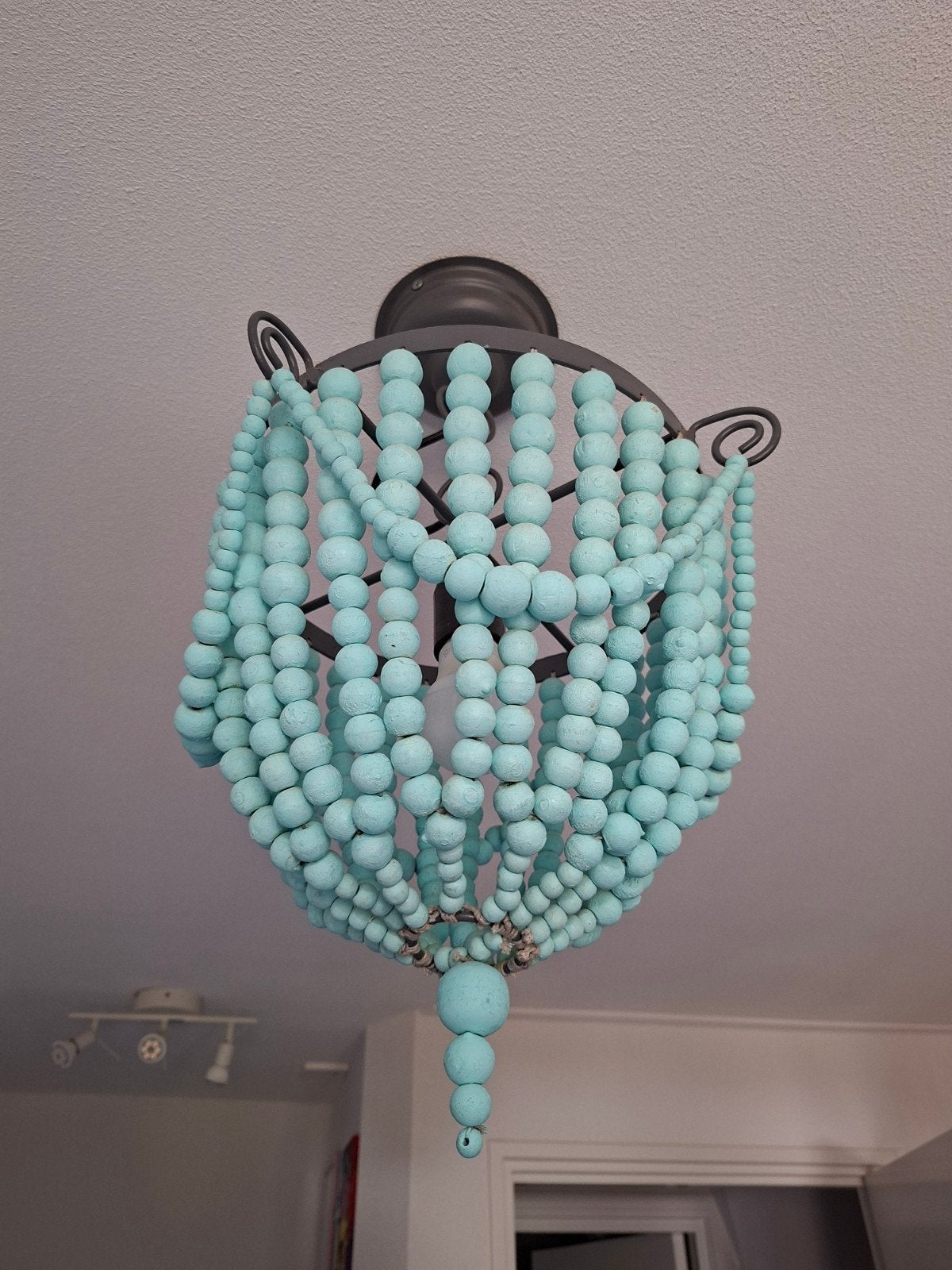 Merk Kidsdepot Bead Kraal kralen Hanglamp Blauw Mintgroen, Ophalen of Verzenden, Zo goed als nieuw, Hout, E27 (groot)