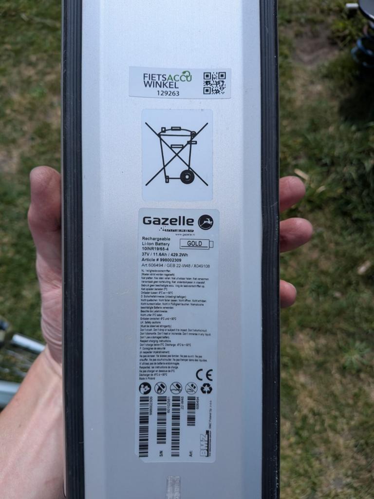 Gazelle Innergy Gold Accu 416Wh, Fietsen en Brommers, Fietsaccessoires | Fietsaccu's, Ophalen, Gebruikt