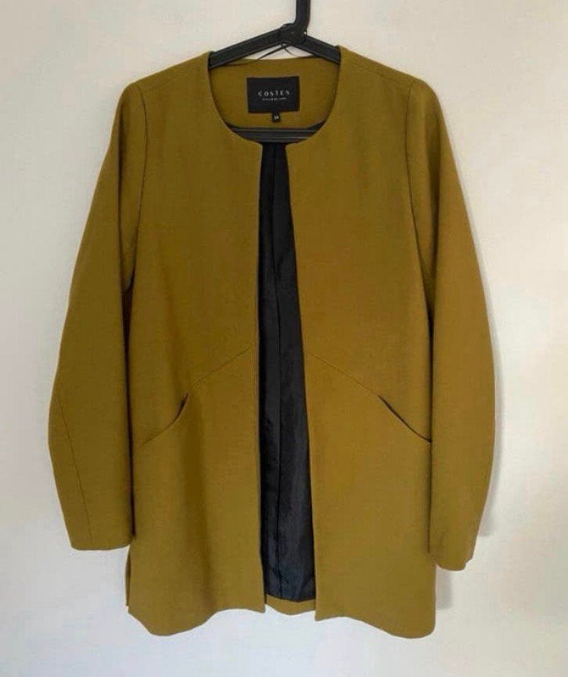 Costes blazer, mosterd kleur, maat xs / 34, Kleding | Dames, Verzenden, Zo goed als nieuw, Maat 34 (XS) of kleiner, Jasje