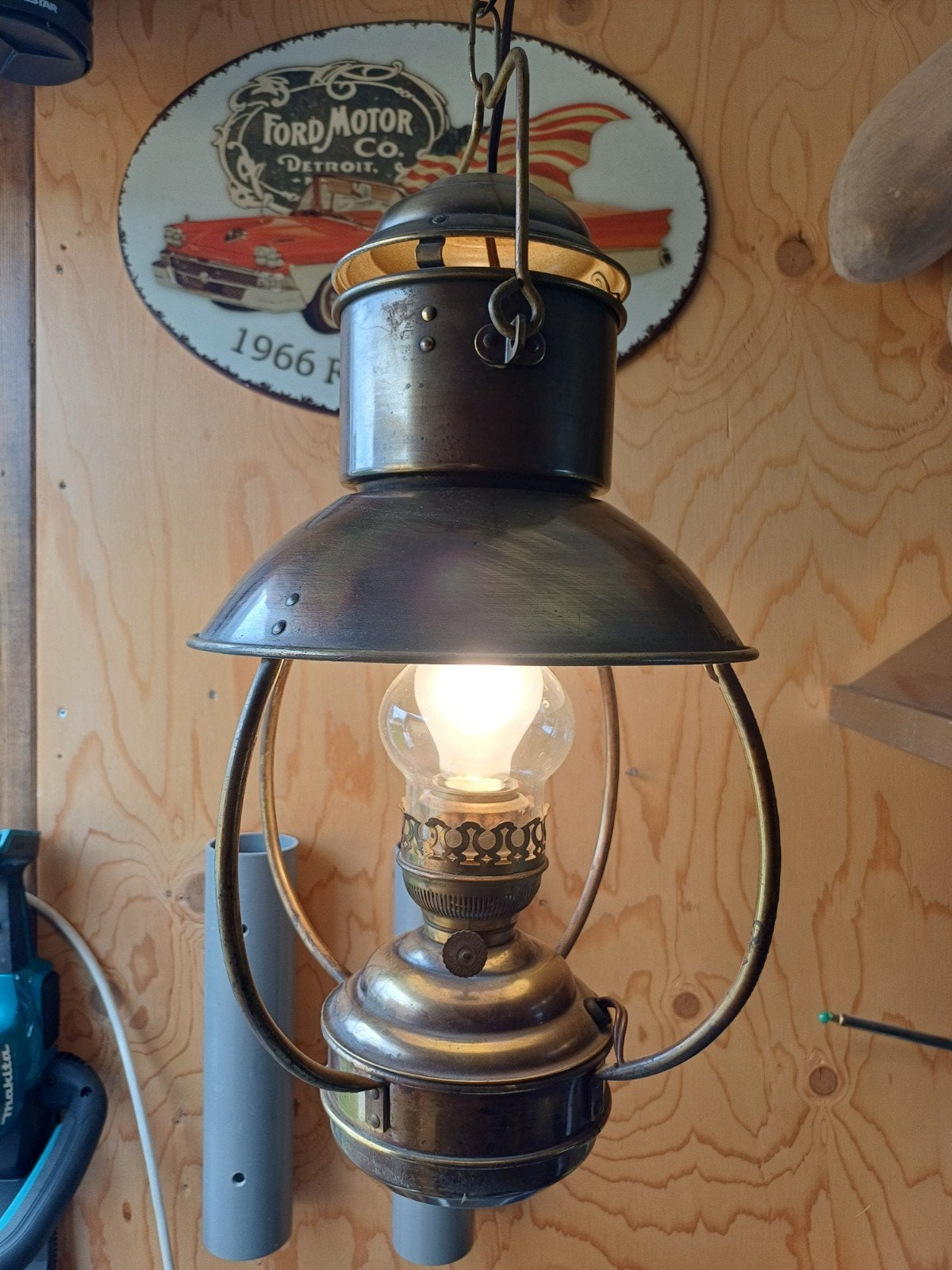 Antieke koperen lamp - Unieke hanglamp, Antiek en Kunst, Ophalen
