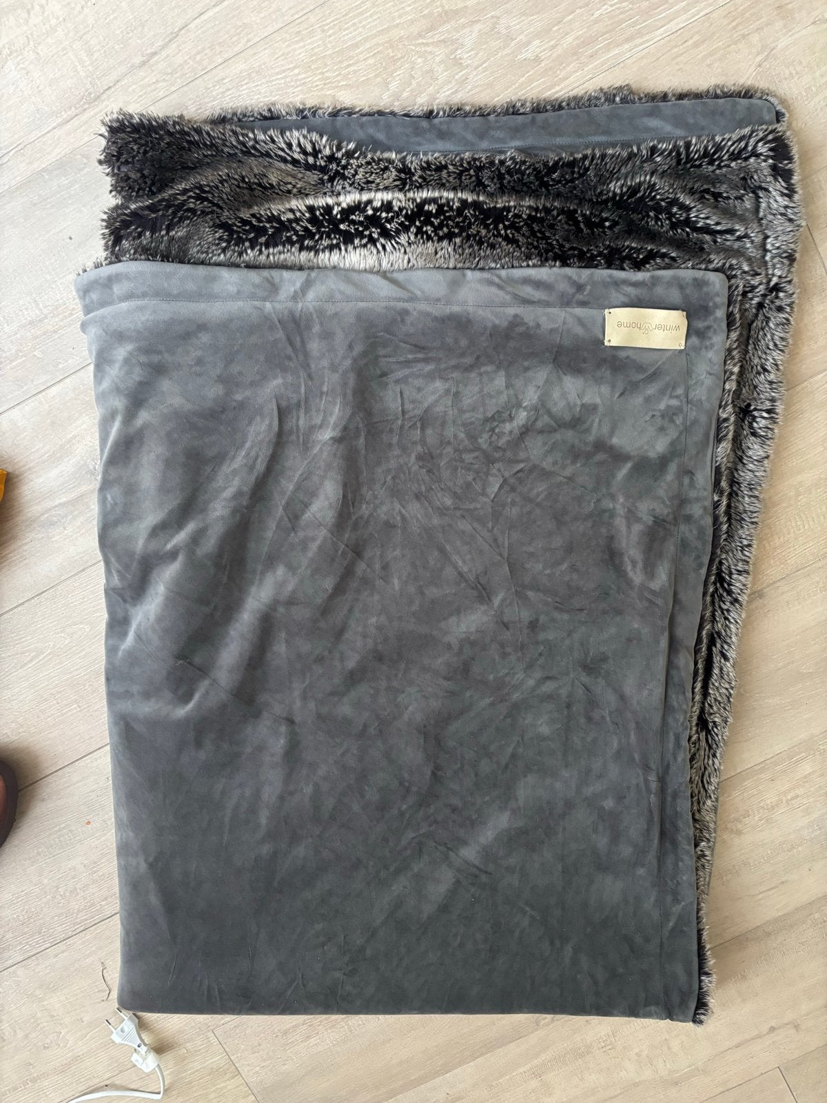 Winter Home Plaid - Grijs met Faux Fur, Ophalen of Verzenden, Zo goed als nieuw