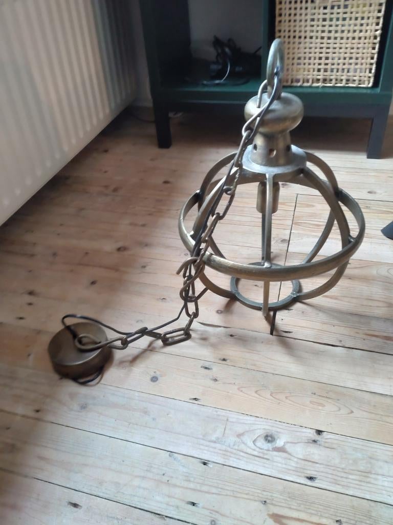 Messing/metalen Hanglamp - Bolvormig Design, Ophalen, Gebruikt, 50 tot 75 cm, Antiek, Vintage, Klassiek