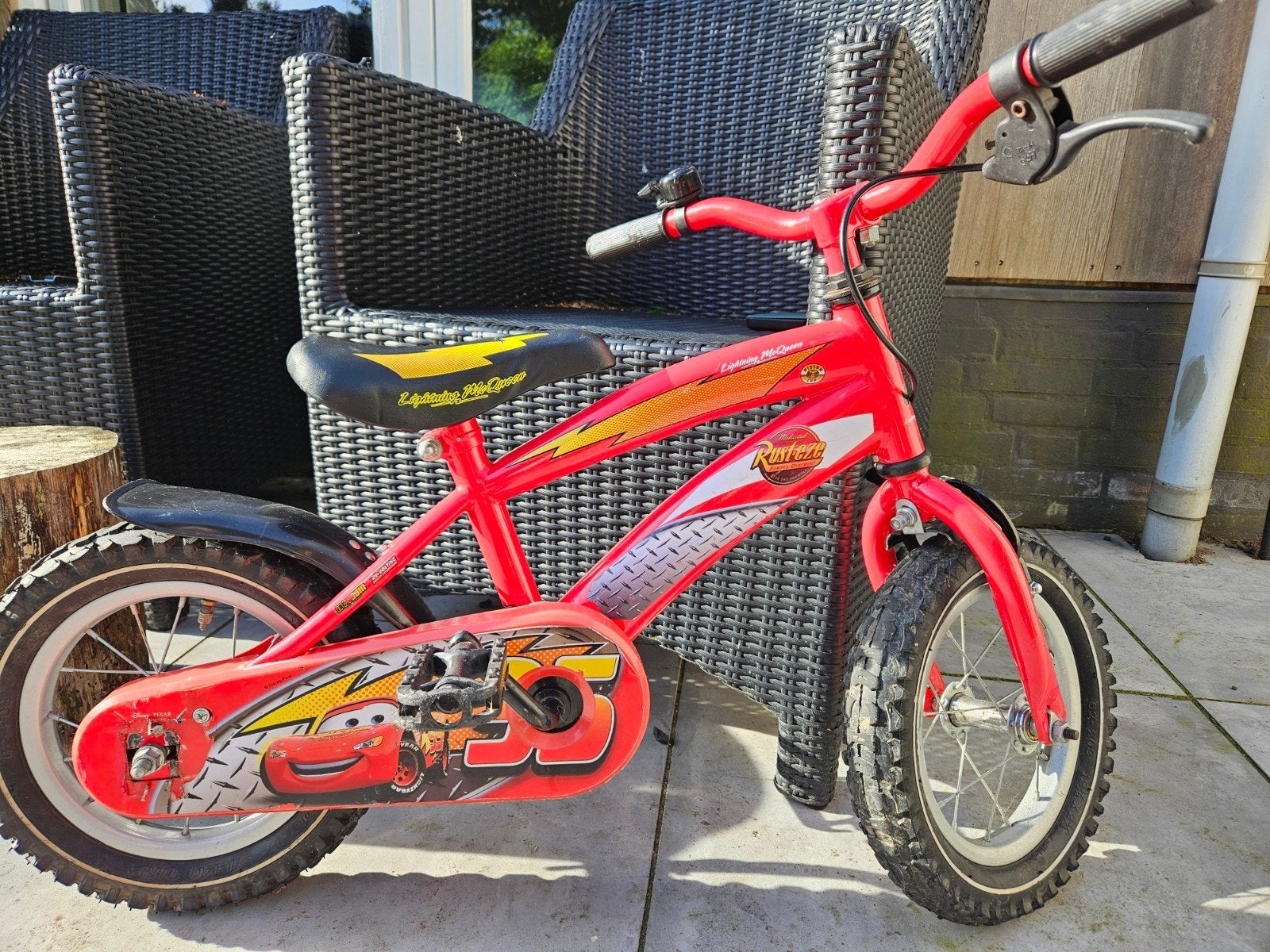 Cars kinderfiets 12 inch, Ophalen, Zijwieltjes, Gebruikt, Velgrem