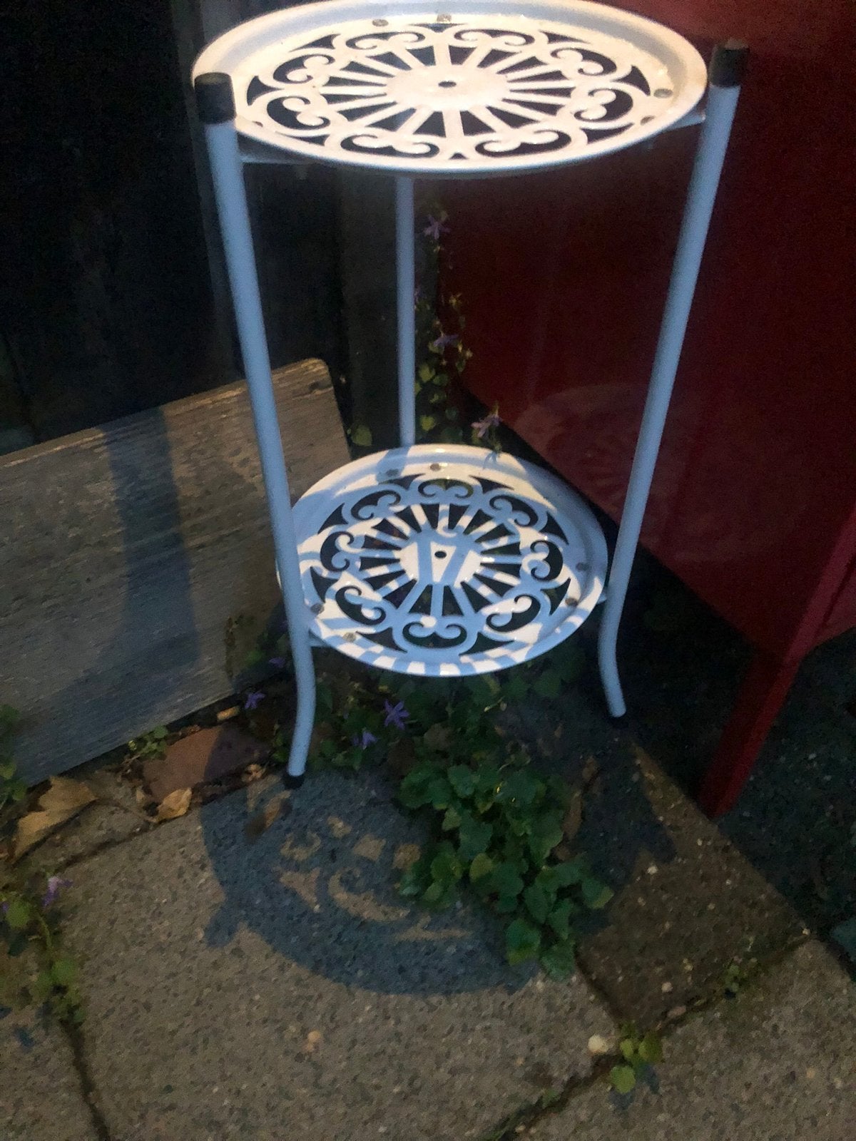 Decoratieve metalen planten etagere voor tuin/balkon, Ophalen of Verzenden, Gebruikt, Rond, Metaal