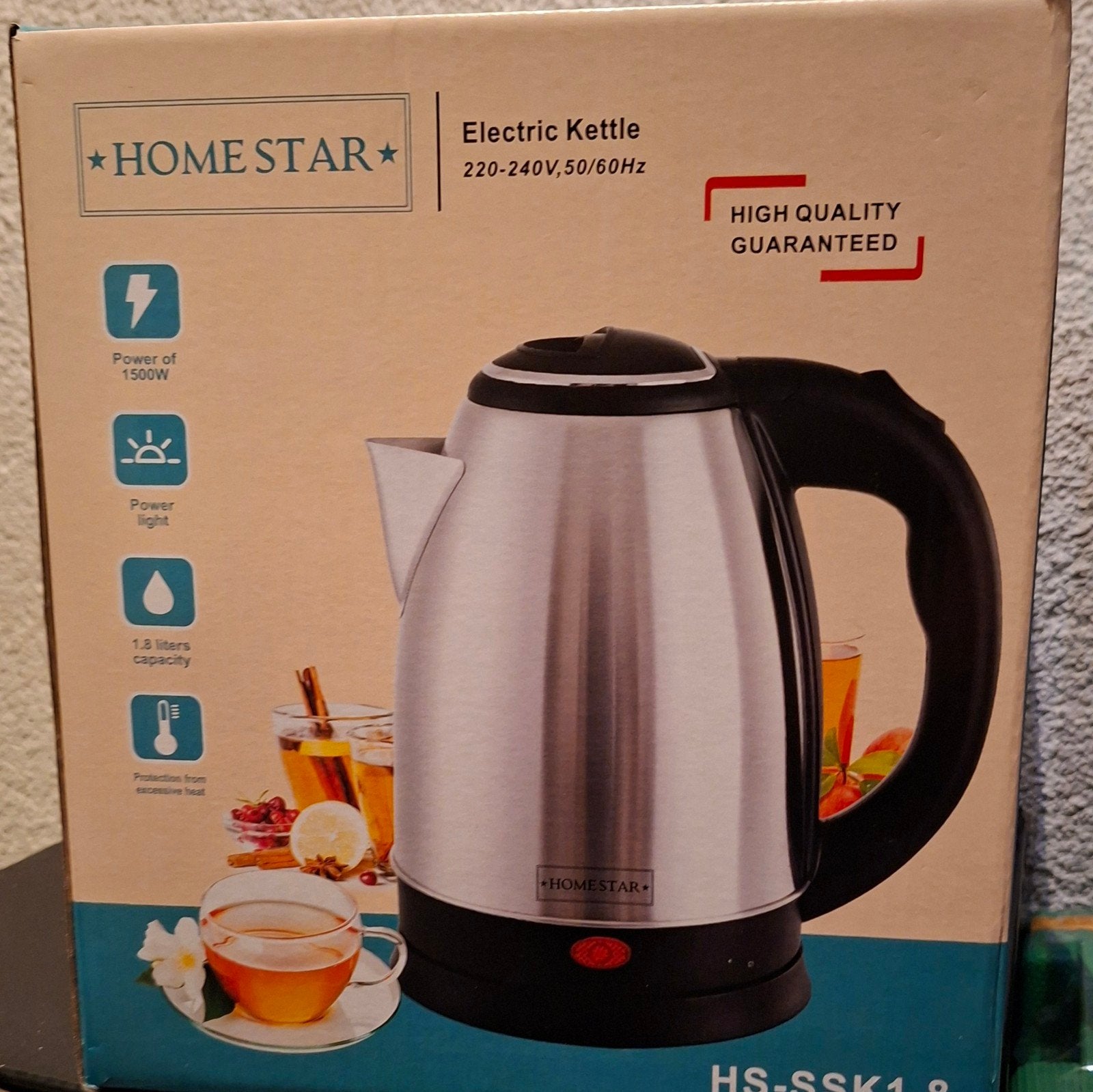 Nieuwe Homestar Waterkoker RVS 1.8L - 1500W, Ophalen of Verzenden