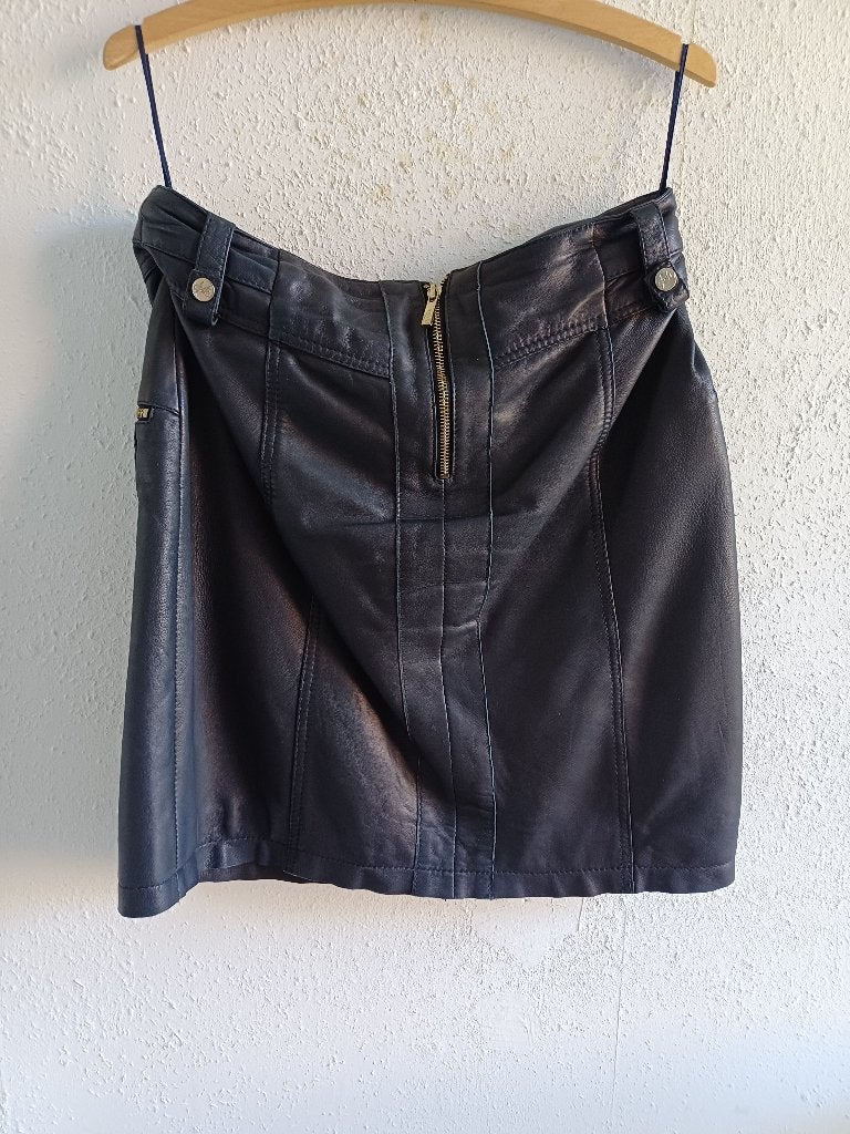 Lederen rokje, Blauw, Ophalen of Verzenden, Maat 36 (S), Boven de knie