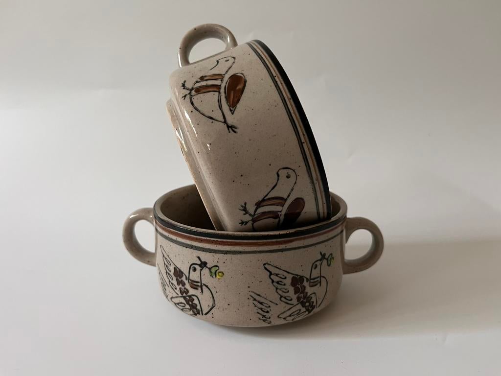 Twee ‘Sundo Stoneware’ soepkommen, Gebruikt, Ophalen of Verzenden, Kom(men), Overige stijlen