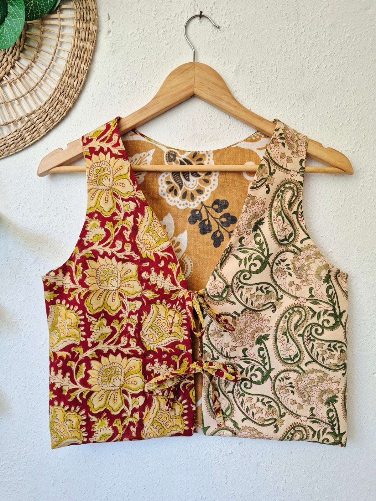 Handgemaakt gilet van India blockprint katoen S/M, Maat 38/40 (M), Verzenden, Zo goed als nieuw, Mint upcycling