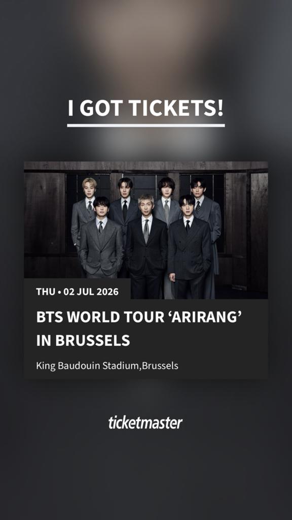 BTS WORLD TOUR ARIRANG - 2 juli - BRUSSEL, Tickets en Kaartjes, Eén persoon, Juli