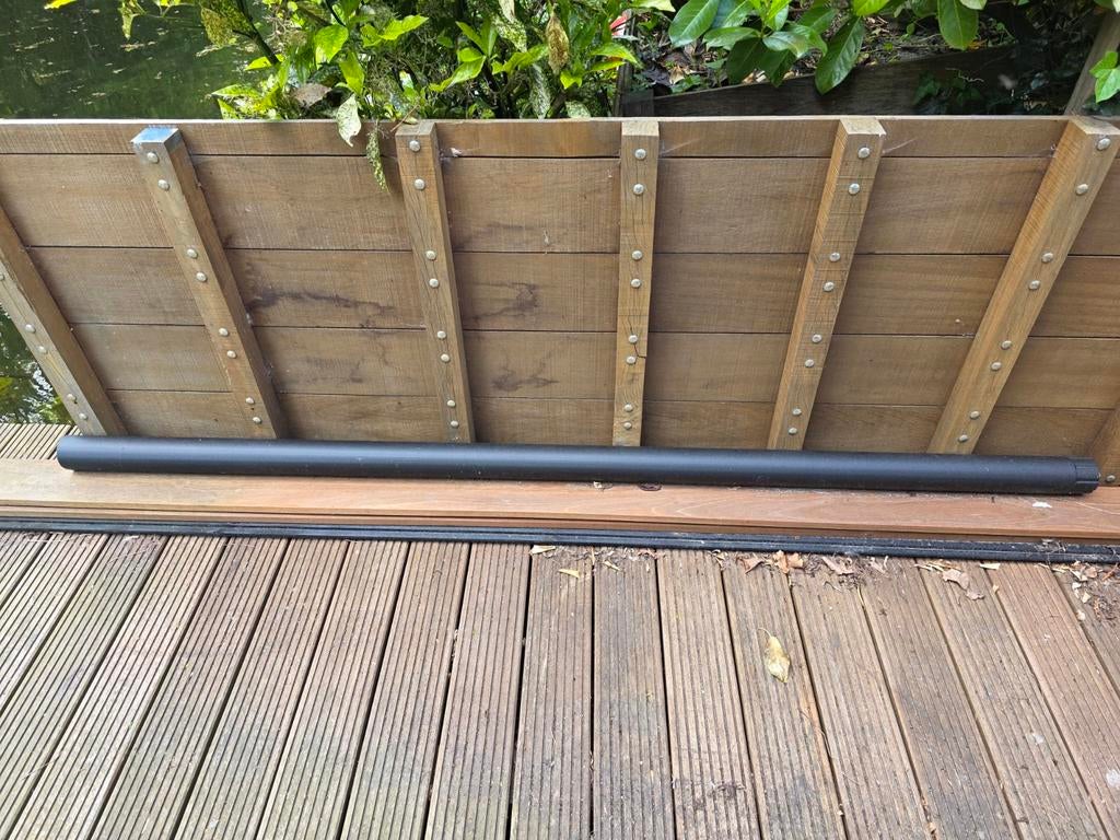 Zwarte regenpijp aluminium 2,5 mtr., Doe-het-zelf en Verbouw, Buizen en Afvoer, Ophalen, Gebruikt, Aluminium, 80 mm of meer