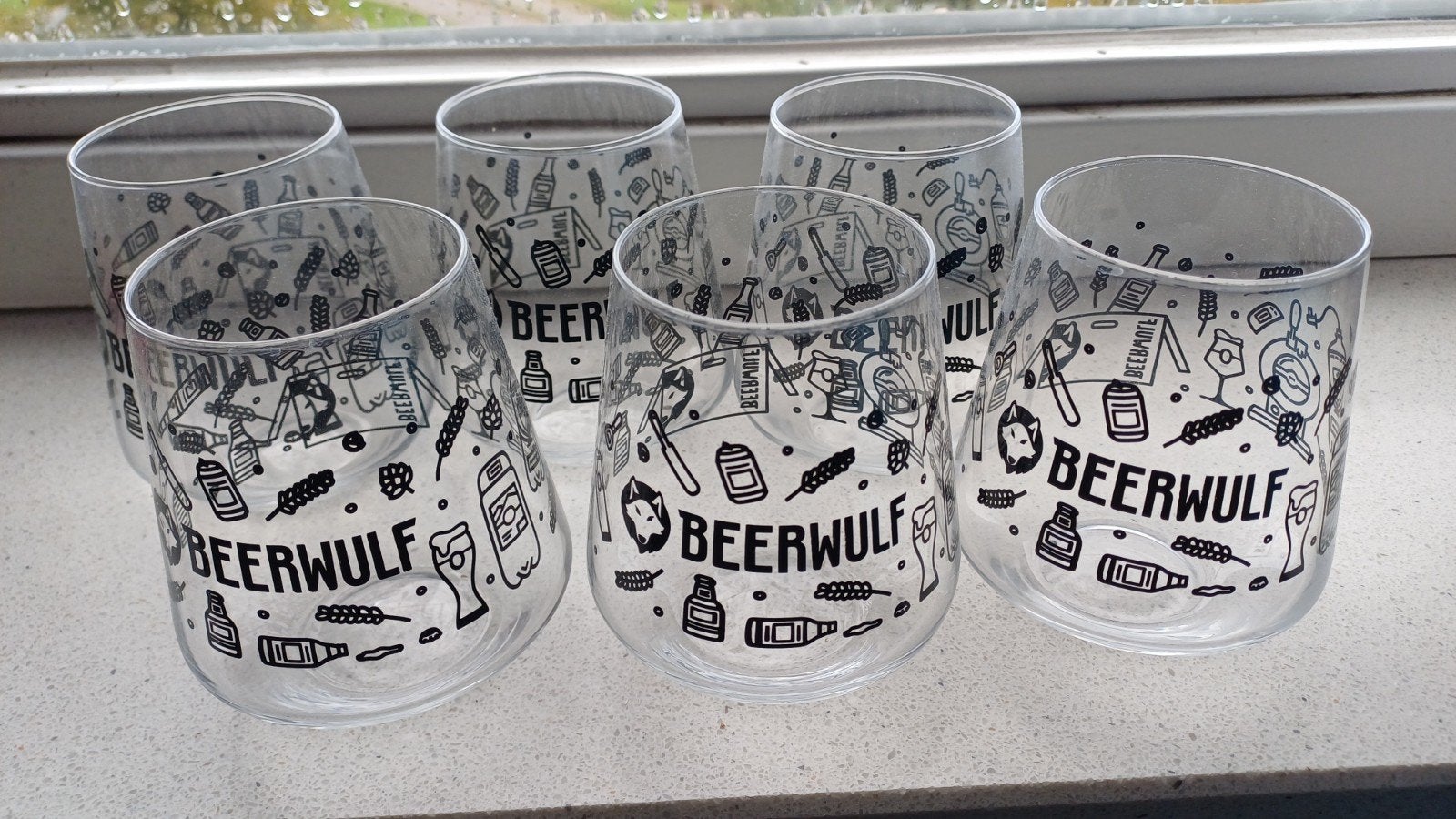 6x Beerwulf bierglazen - Nieuw en ongebruikt, Ophalen, Glas, Nieuw, Meerkleurig