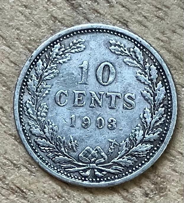 10 cent 1903 Wilhelmina, Ophalen, Zilver, 10 cent, Koningin Wilhelmina