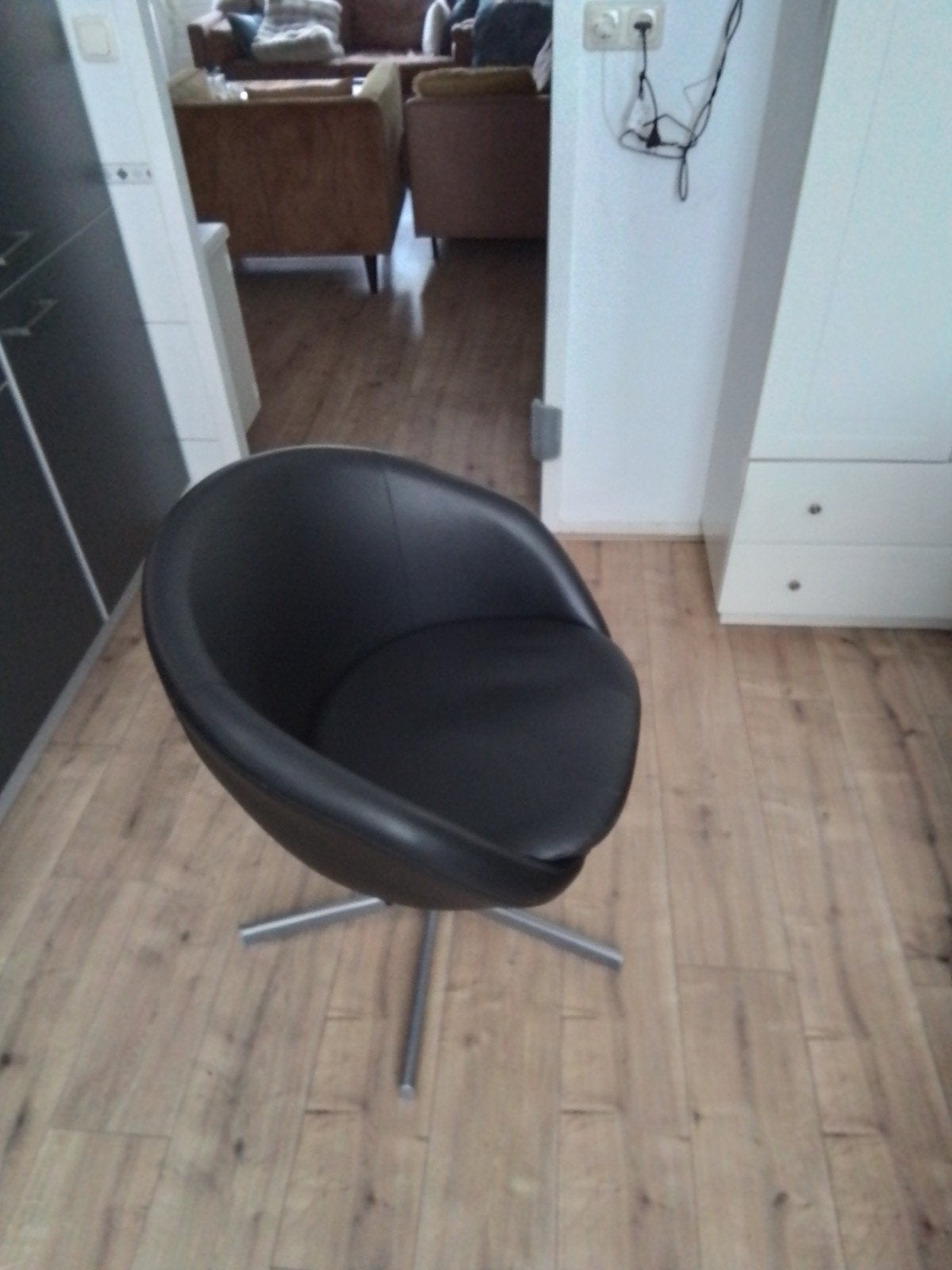 4 zwarte Ikea kuipstoelen, Ophalen, Zwart, Kuipstoelen, Leer