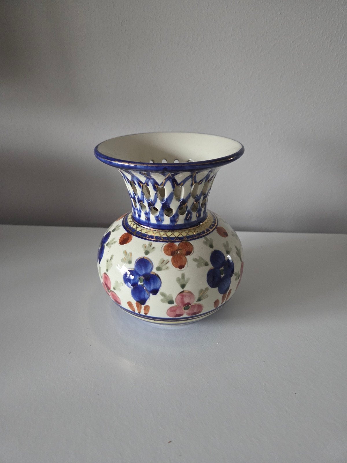 Vintage Majolica Vaasje - Handgeschilderd - Holland, Ophalen of Verzenden