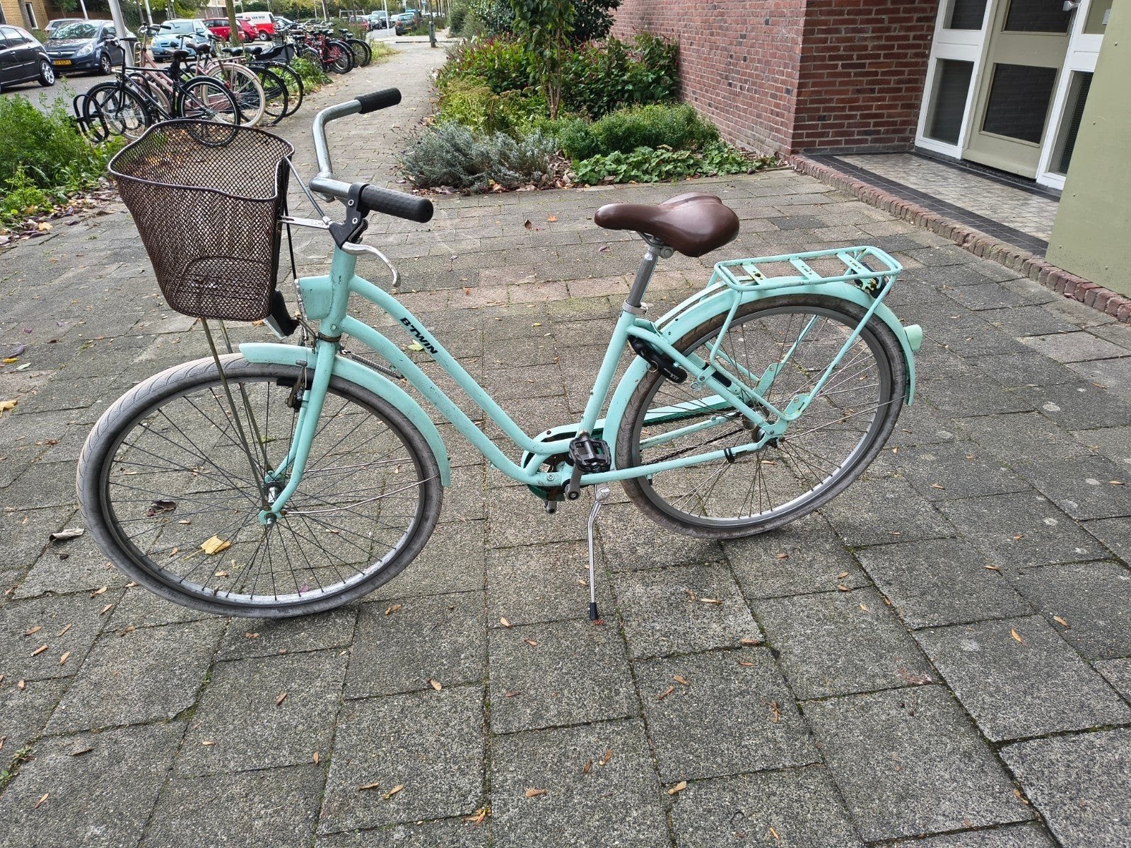Vrolijke lichtblauwe dames stadsfiets, Fietsen en Brommers, Overige merken, Velgrem, Ophalen of Verzenden, 50 tot 53 cm