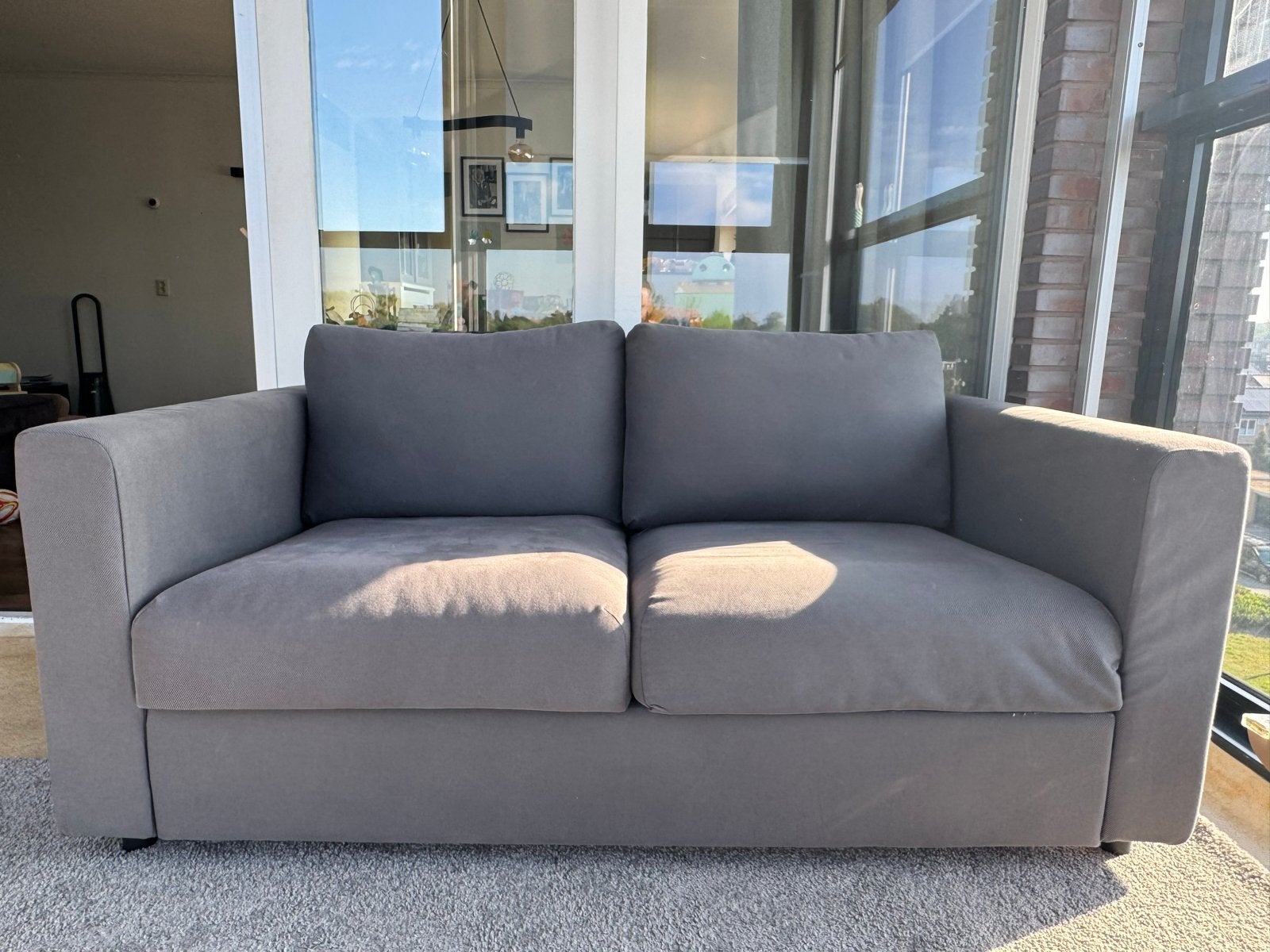 Comfortabele tweepersoonsbank - wasbare stof - gratis afhale, Gebruikt, 150 tot 200 cm, Tweepersoons, 75 tot 100 cm