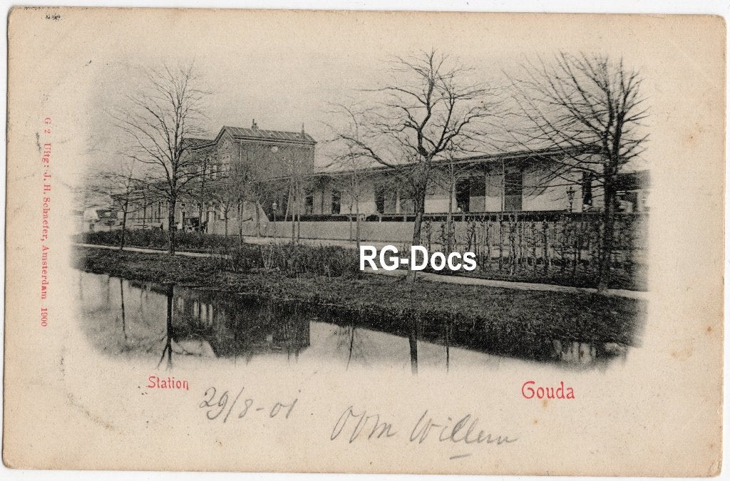 Ansichtkaart Briefkaart Trein Station Gouda Spoorwegen 1901, Ophalen of Verzenden, Voor 1920, Gelopen, Zuid-Holland