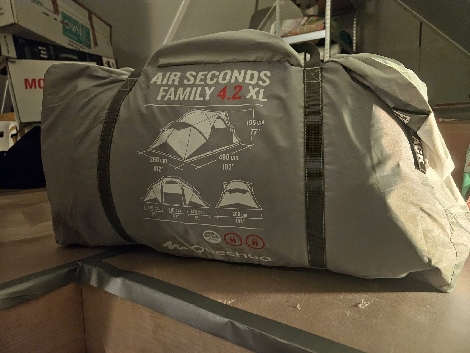 Quechua Air Seconds Family 4.2 XL opblaasbare tent € 150,00, Caravans en Kamperen, Tenten, Ophalen, Zo goed als nieuw, Tot en met 4