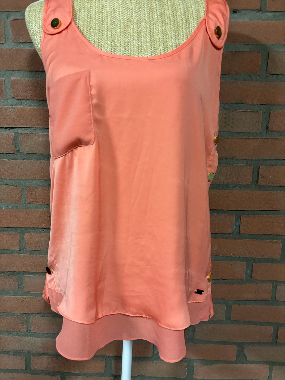 JOSH V. Koraalroze Top Maat M met Gouden Details, Kleding | Dames, Tops, Maat 38/40 (M), Oranje, Ophalen of Verzenden, Zo goed als nieuw