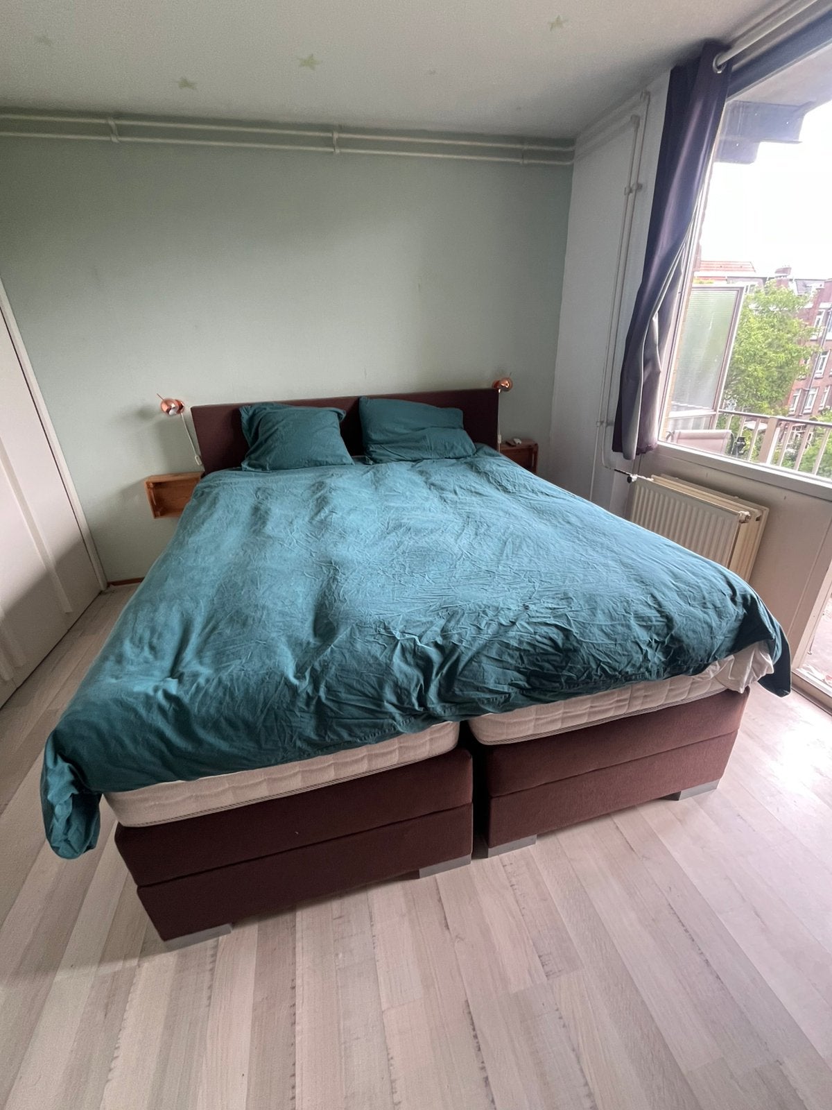Boxspring bed (zonder matras) + opbergsysteem (200 x 160 cm), Ophalen, Gebruikt, Tweepersoons