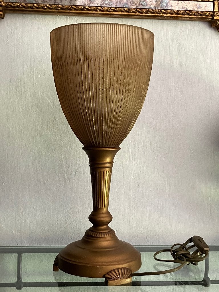 Prachtige art-nouveau Kelk lamp, Ophalen, Glas